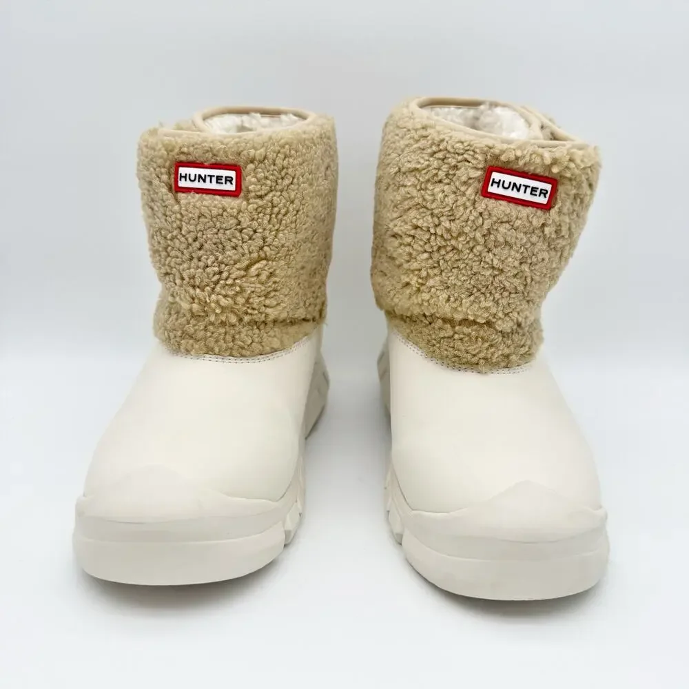 Hunter Kids Intrepid Strap Dtl Boucle Snow Boot US 5 EU 36 White Tan EUC